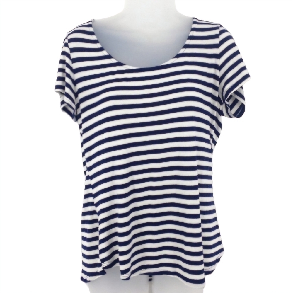 Perseption Striped Tee with Cross‎ Back Detail